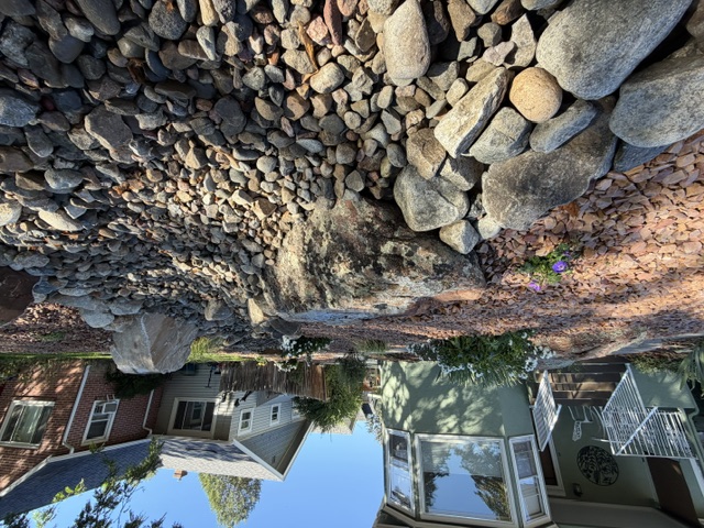 Boulder and river-stone detail within the dry creek